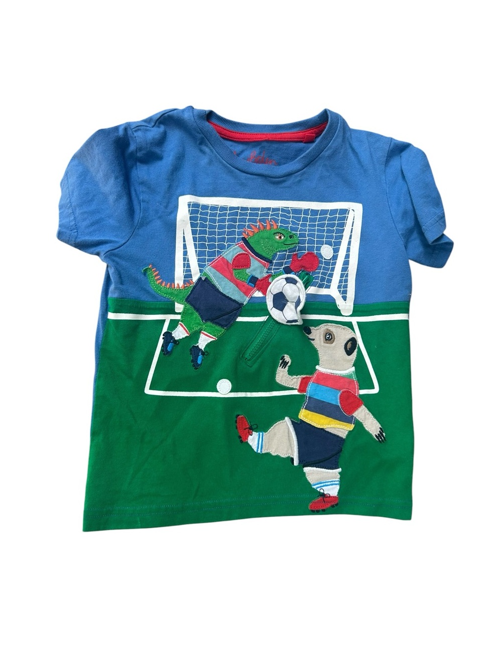 Mini Boden Short Sleeve Soccer T-Shirt Embroidered‎ Animals 3-4 Years